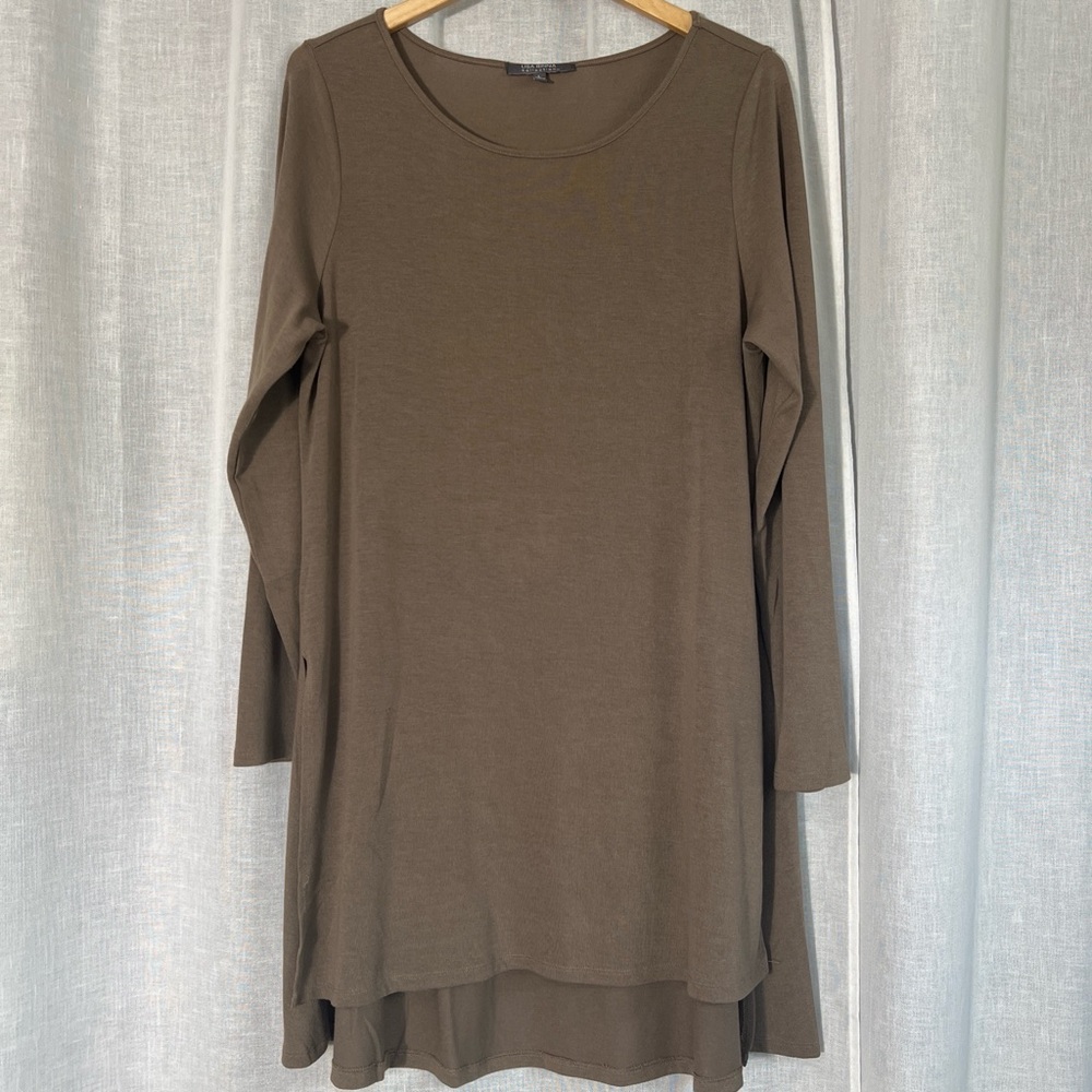 Lisa Rinna Collection Khaki Brown Long Sleeve Tunic